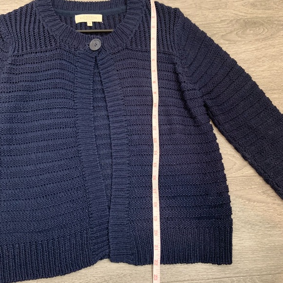 Debenhams Chunky Knit Navy Blue Top Button Cardi - Picture 6 of 8
